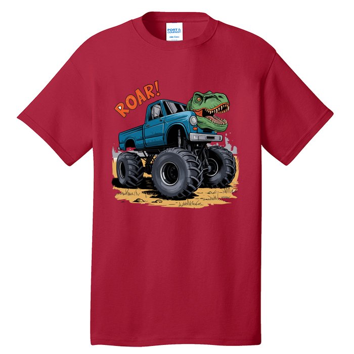 Monster Truck Boy Family Birthday Dino Trex Dinosaur Tall T-Shirt