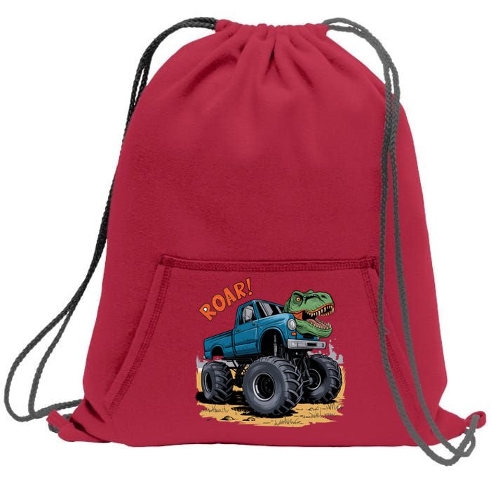 Monster Truck Boy Family Birthday Dino Trex Dinosaur Sweatshirt Cinch Pack Bag