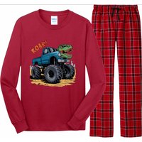 Monster Truck Boy Family Birthday Dino Trex Dinosaur Long Sleeve Pajama Set