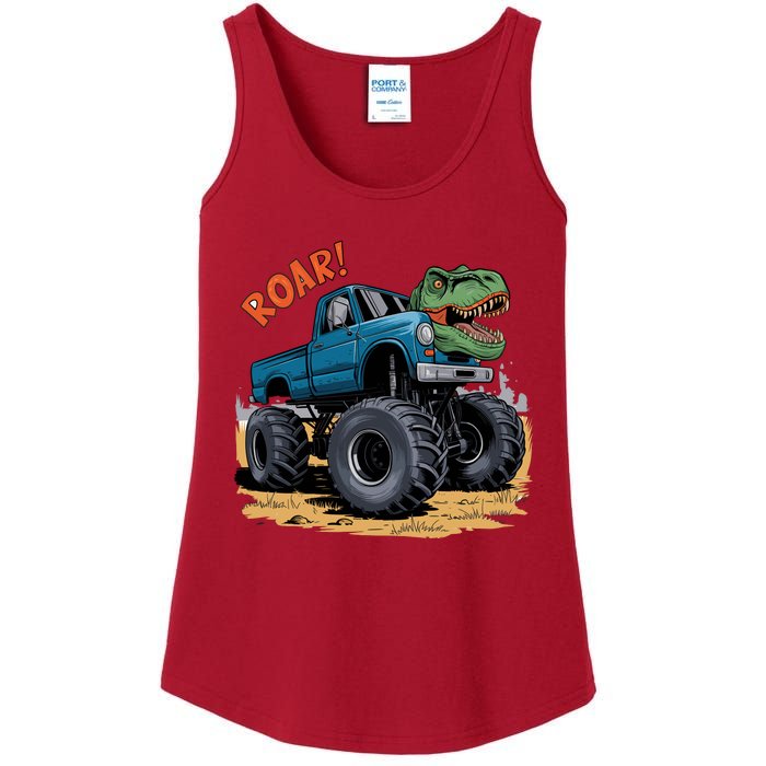 Monster Truck Boy Family Birthday Dino Trex Dinosaur Ladies Essential Tank