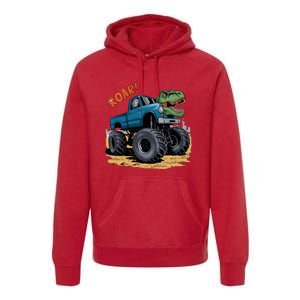 Monster Truck Boy Family Birthday Dino Trex Dinosaur Premium Hoodie