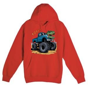 Monster Truck Boy Family Birthday Dino Trex Dinosaur Premium Pullover Hoodie