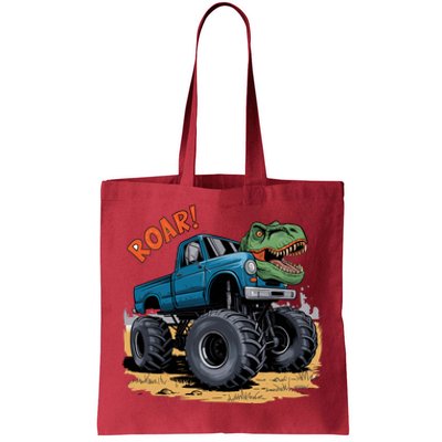 Monster Truck Boy Family Birthday Dino Trex Dinosaur Tote Bag