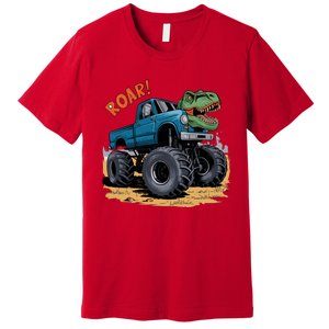 Monster Truck Boy Family Birthday Dino Trex Dinosaur Premium T-Shirt