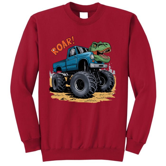 Monster Truck Boy Family Birthday Dino Trex Dinosaur Tall Sweatshirt