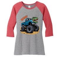 Monster Truck Boy Family Birthday Dino Trex Dinosaur Women's Tri-Blend 3/4-Sleeve Raglan Shirt