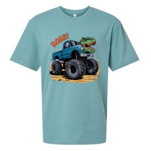 Monster Truck Boy Family Birthday Dino Trex Dinosaur Sueded Cloud Jersey T-Shirt