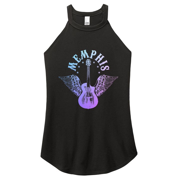 Memphis Tennessee Blues Country Music Guitar Player Vintage Women's Perfect Tri Rocker Tank