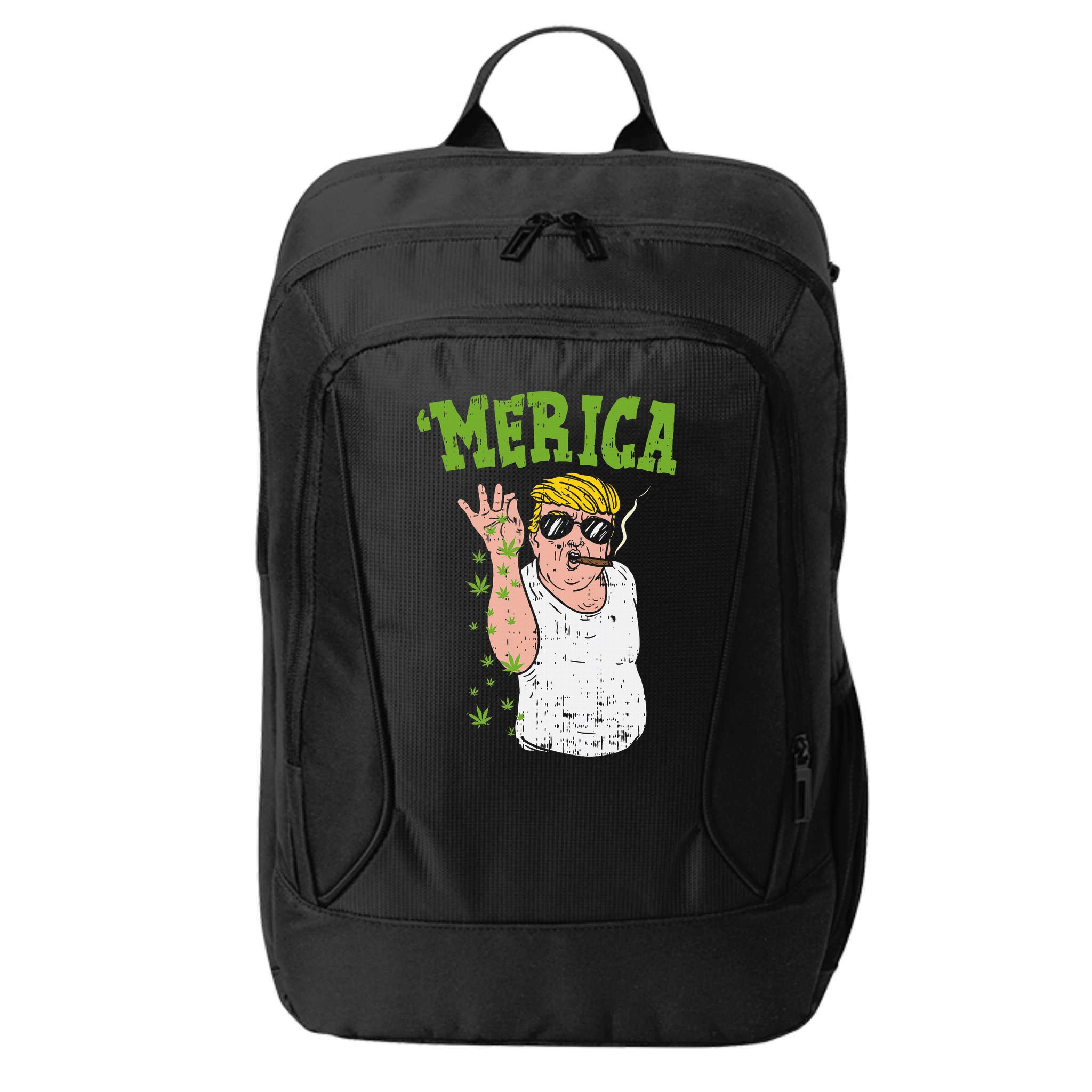 Merica Trump Bae Smoking Weed Cannabis Funny 420 Stoner Gift City Backpack
