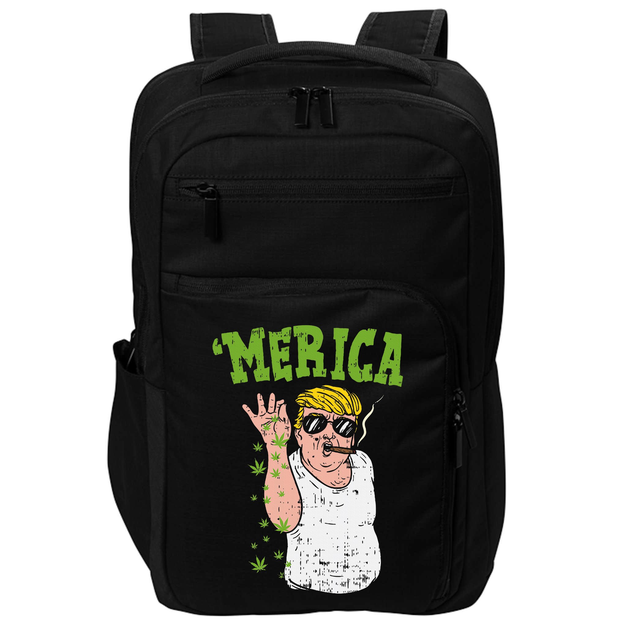 Merica Trump Bae Smoking Weed Cannabis Funny 420 Stoner Gift Impact Tech Backpack