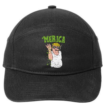 Merica Trump Bae Smoking Weed Cannabis Funny 420 Stoner Gift 7-Panel Snapback Hat