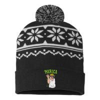 Merica Trump Bae Smoking Weed Cannabis Funny 420 Stoner Gift USA-Made Snowflake Beanie