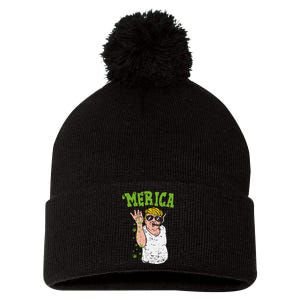 Merica Trump Bae Smoking Weed Cannabis Funny 420 Stoner Gift Pom Pom 12in Knit Beanie