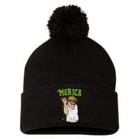 Merica Trump Bae Smoking Weed Cannabis Funny 420 Stoner Gift Pom Pom 12in Knit Beanie