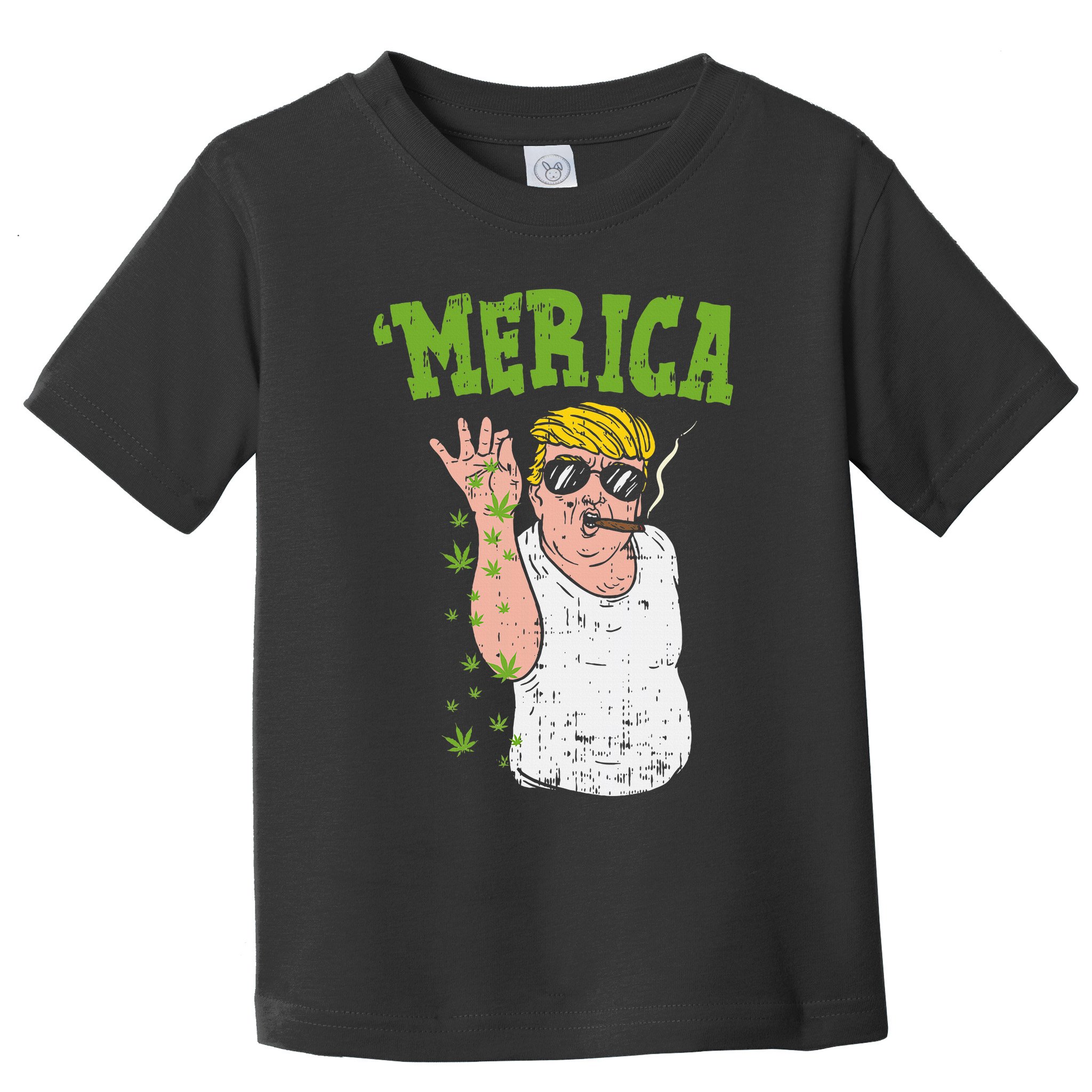 Merica Trump Bae Smoking Weed Cannabis Funny 420 Stoner Gift Toddler T-Shirt