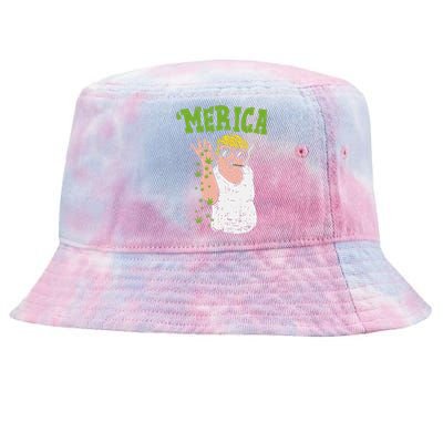 Merica Trump Bae Smoking Weed Cannabis Funny 420 Stoner Gift Tie-Dyed Bucket Hat