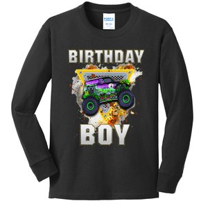 Monster Truck Birthday Boy Monster Truck Are My Jam Lovers Gift Kids Long Sleeve Shirt