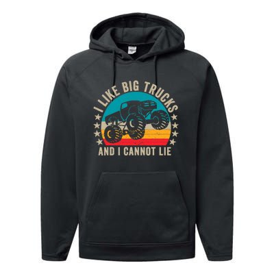 Monster Truck Boys Girls I Like Big Trucks And I Cannot Lie Performance Fleece Hoodie