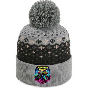 Monster Truck Birthday Party Retro Monster Trucks Lover The Baniff Cuffed Pom Beanie