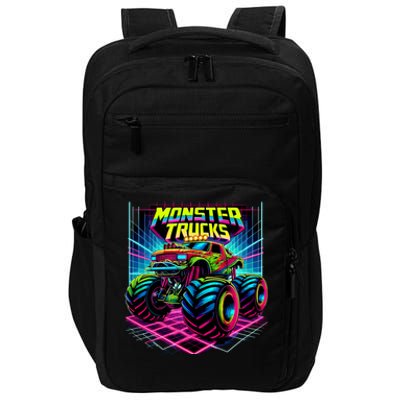 Monster Truck Birthday Party Retro Monster Trucks Lover Impact Tech Backpack