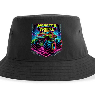 Monster Truck Birthday Party Retro Monster Trucks Lover Sustainable Bucket Hat