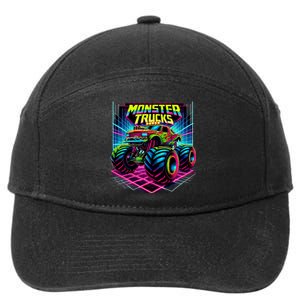 Monster Truck Birthday Party Retro Monster Trucks Lover 7-Panel Snapback Hat