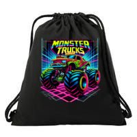 Monster Truck Birthday Party Retro Monster Trucks Lover Drawstring Bag