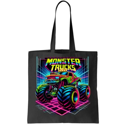 Monster Truck Birthday Party Retro Monster Trucks Lover Tote Bag