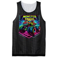 Monster Truck Birthday Party Retro Monster Trucks Lover Mesh Reversible Basketball Jersey Tank