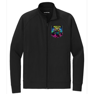 Monster Truck Birthday Party Retro Monster Trucks Lover Stretch Full-Zip Cadet Jacket