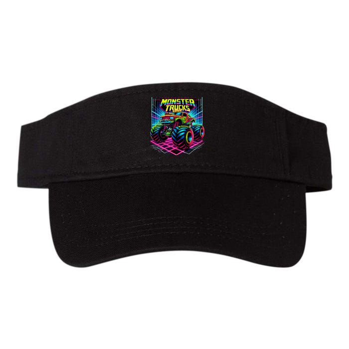 Monster Truck Birthday Party Retro Monster Trucks Lover Valucap Bio-Washed Visor