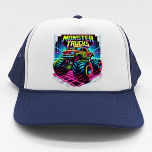 Monster Truck Birthday Party Retro Monster Trucks Lover Trucker Hat