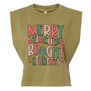 Merry Teacher Bright Student Christmas Vibes Love Teacher Gift Garment-Dyed Women's Muscle Tee