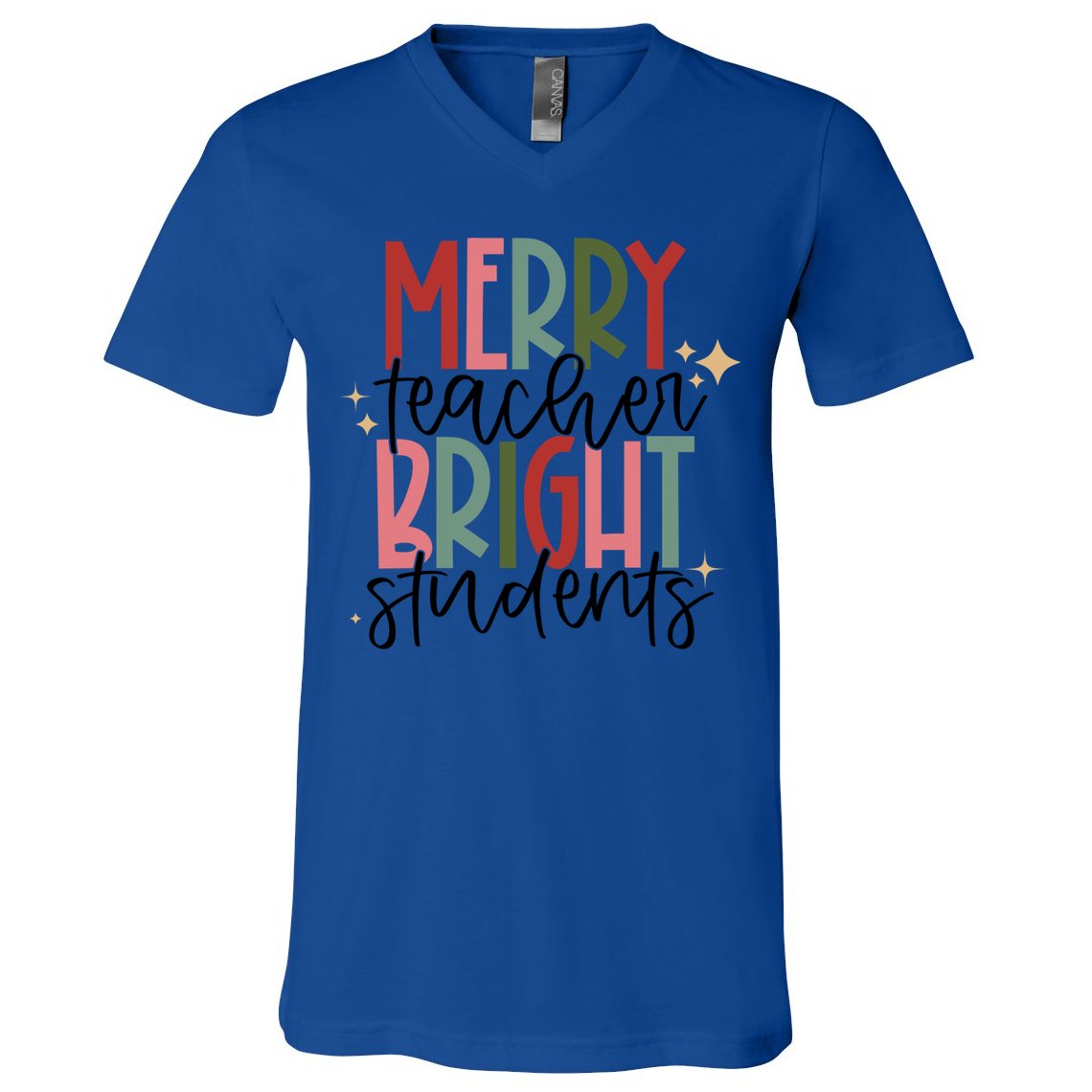 Merry Teacher Bright Students Christmas Gift V-Neck T-Shirt