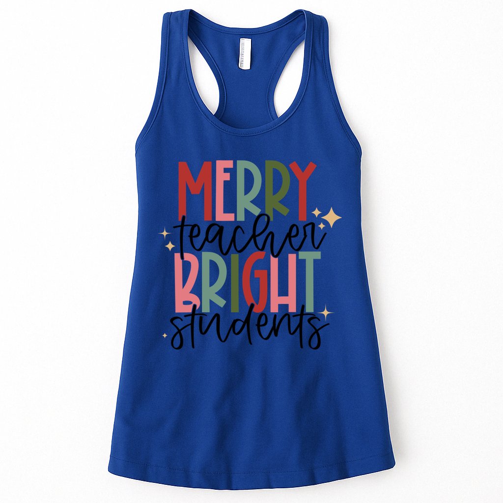 Merry Teacher Bright Students Christmas Gift Womens Tank Top