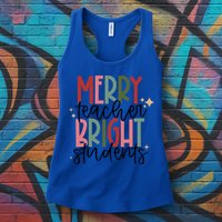 Merry Teacher Bright Students Christmas Gift Womens Tank Top