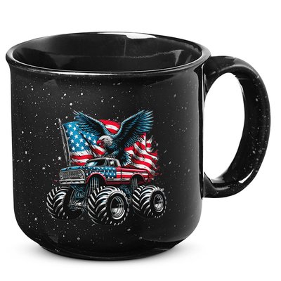 Monster Truck Bald Eagle 4th Of July American Flag 15oz Campfire Ceramic Mug
