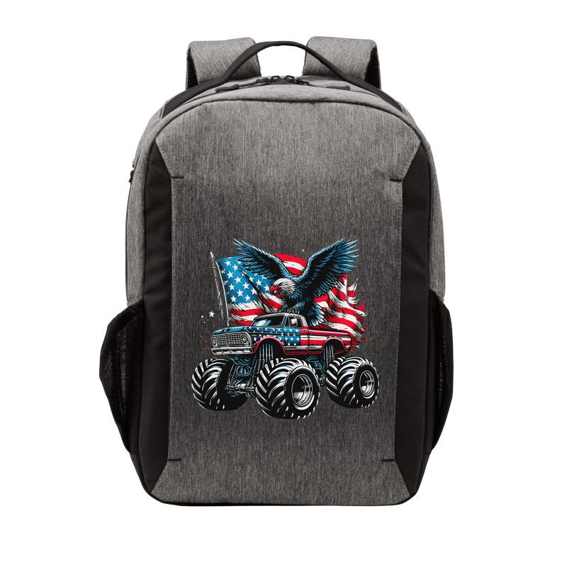 Monster Truck Bald Eagle 4th Of July American Flag Vector Backpack