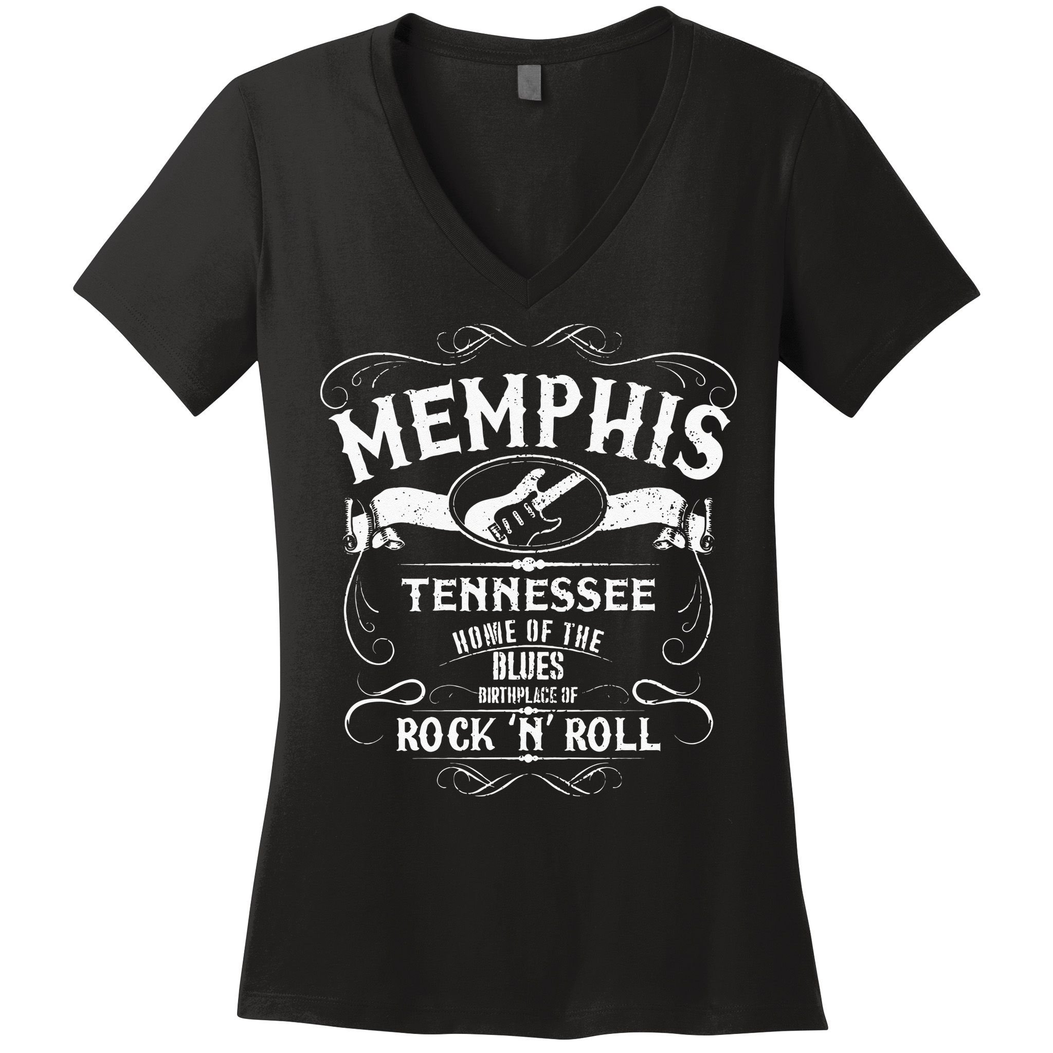Memphis Tennessee Blues Country Music Guitar Vintage Gift Women's V-Neck T-Shirt