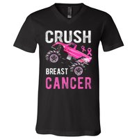 Monster Truck Breast Cancer Awareness V-Neck T-Shirt