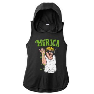 Merica Trump Bae Smoking Weed Cannabis Funny 420 Stoner Gift Ladies PosiCharge Tri-Blend Wicking Draft Hoodie Tank