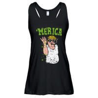 Merica Trump Bae Smoking Weed Cannabis Funny 420 Stoner Gift Ladies Essential Flowy Tank