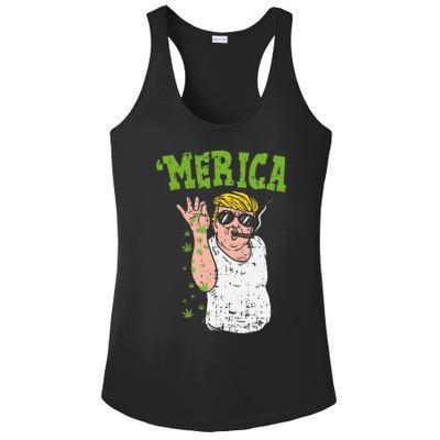 Merica Trump Bae Smoking Weed Cannabis Funny 420 Stoner Gift Ladies PosiCharge Competitor Racerback Tank