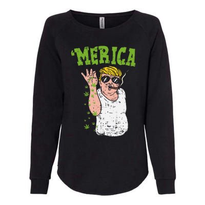 Merica Trump Bae Smoking Weed Cannabis Funny 420 Stoner Gift Womens California Wash Sweatshirt