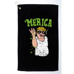 Merica Trump Bae Smoking Weed Cannabis Funny 420 Stoner Gift Platinum Collection Golf Towel