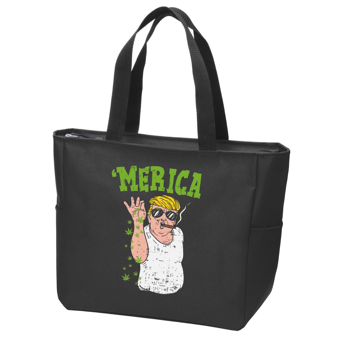Merica Trump Bae Smoking Weed Cannabis Funny 420 Stoner Gift Zip Tote Bag