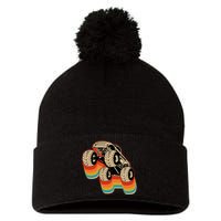 Monster Truck Big Vintage Style Pom Pom 12in Knit Beanie