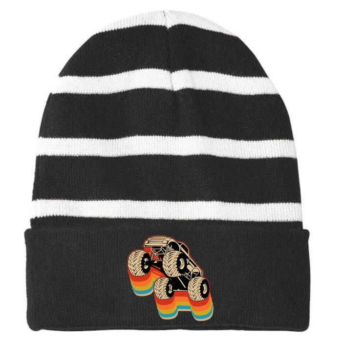 Monster Truck Big Vintage Style Striped Beanie with Solid Band