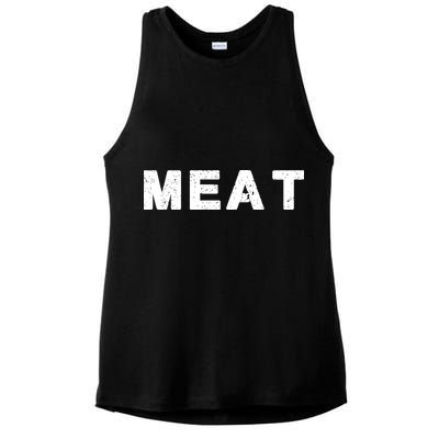 MEAT Tasty BBQ Food Funny Ladies PosiCharge Tri-Blend Wicking Tank