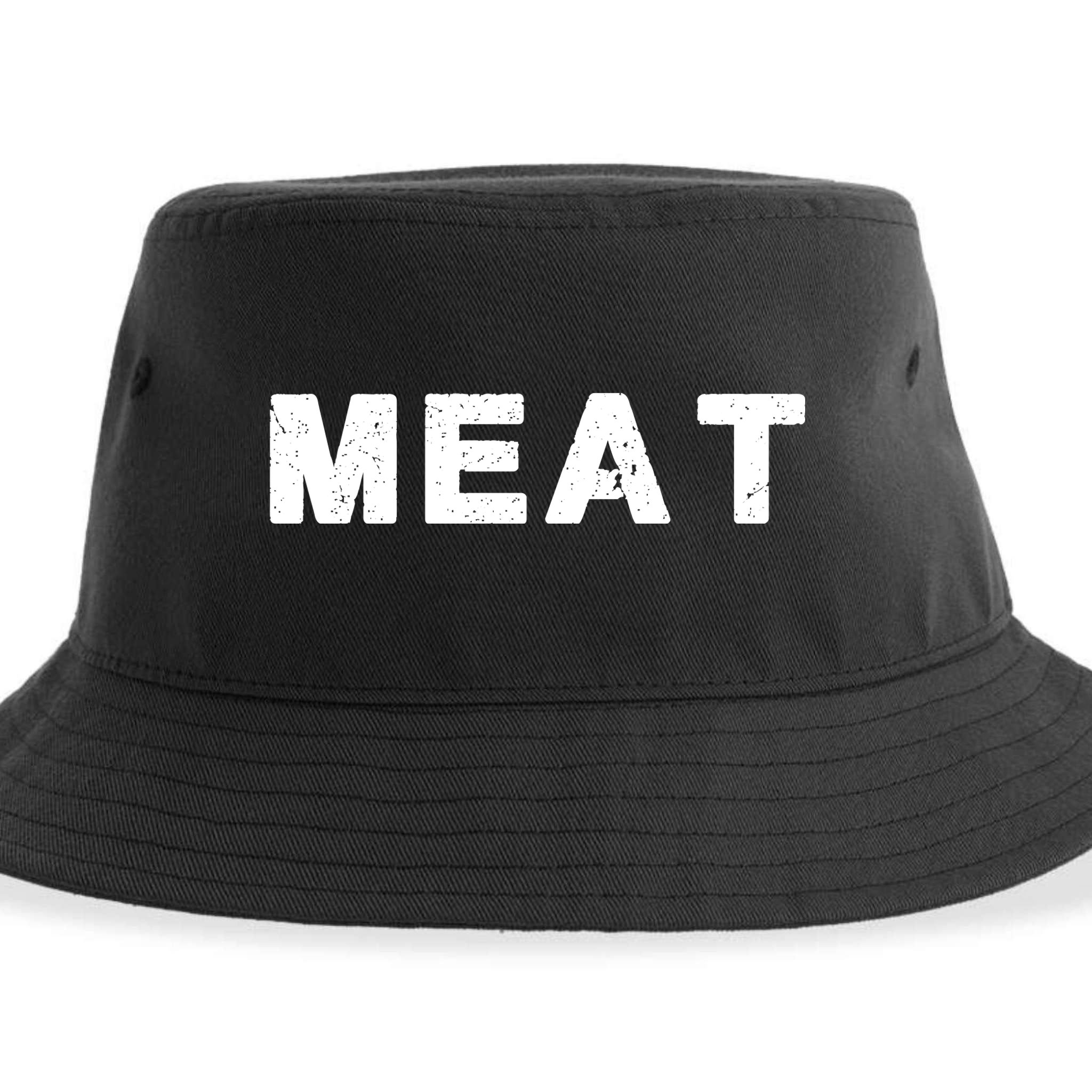 MEAT Tasty BBQ Food Funny Sustainable Bucket Hat